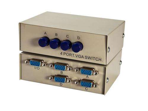 4-Port VGA Switch (Connect one display to multiple PC's / Laptop's)