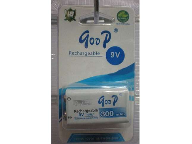 9 volt, 300 mAh NiMH Rechargeable Battery