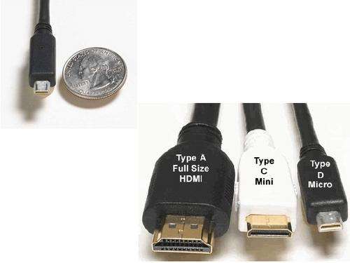 1.8 Meter micro-HDMI (Type D) to Standard HDMI (Type A) v1.4 Cable (Gold Plated Connectors)