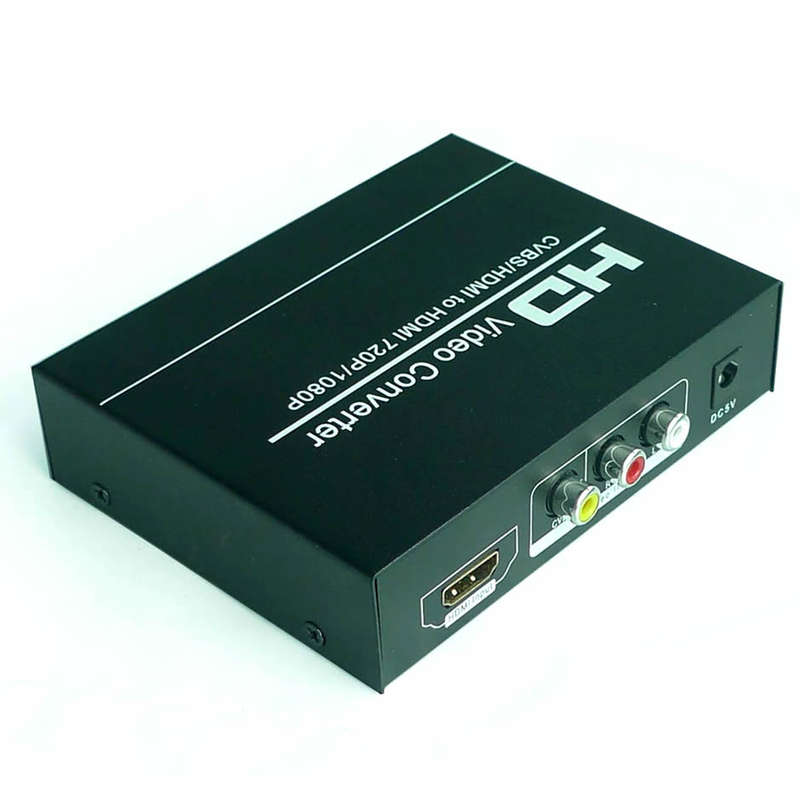 Composite AV / RCA to HDMI Converter - Upscale / Upconvert to 720p / 1080p and combines audio to HDM