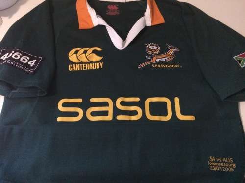 Springbok Rugby Jersey of Jean de Villiers no 12