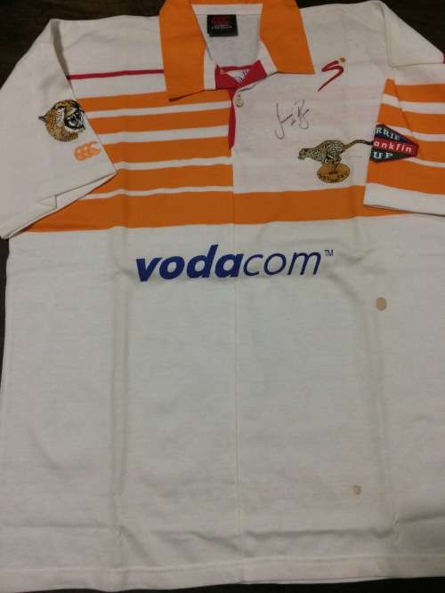 Freestate Cheetahs Players issue jersey signed by Jannie de Beer