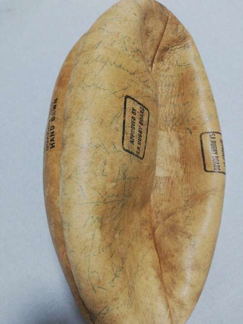 Gazelle Leather Rugby ball signed by Springboks and South America