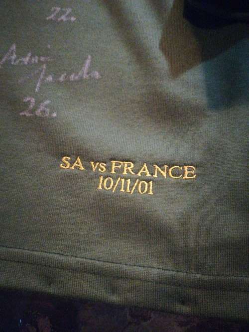 Springbok Rugby Jersey "Charles" SA vs France 10/11/2001 no 10 Braam van Straaten Rare!!!!