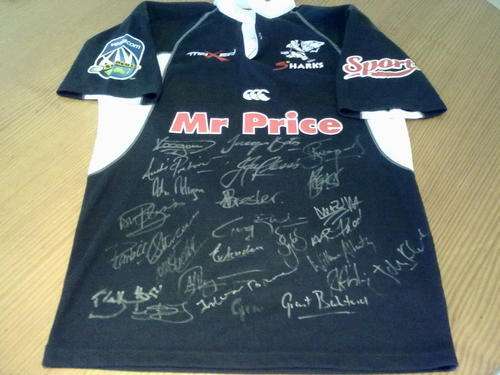 SHARKS Match Worn Players Jersey signed by 2010 Currie Cup winning squad!!!!!!!!!!!