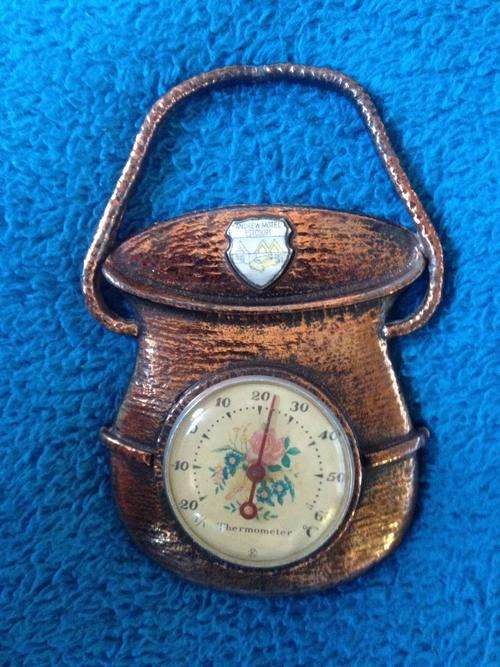 * R1-Steal * Vintage Working Thermometer set in Brass *