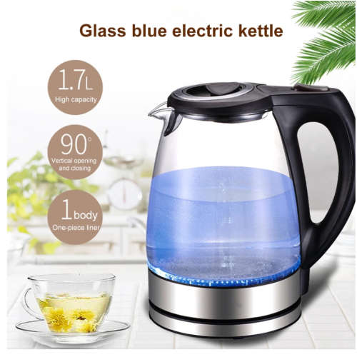 Electric Kettle Stainless Steel Glass  Pot Electric Water Heater with Blue Led - NEW