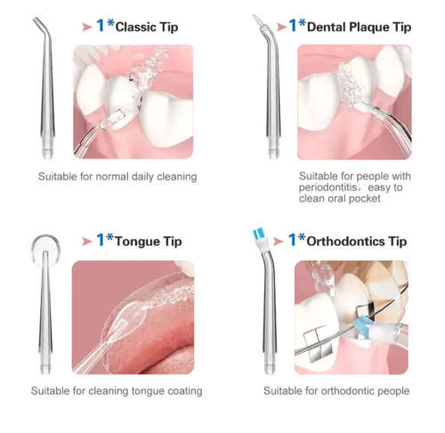 Oral Irrigator Portable Dental Water Flosser USB Rechargeable Water Jet Floss Tooth Pick 4 Jet Tip