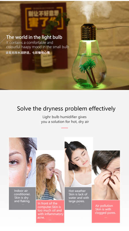 Colorful Bulb Humidifier Car Atomizer Mini USB Humidifier Suitable for Car Home