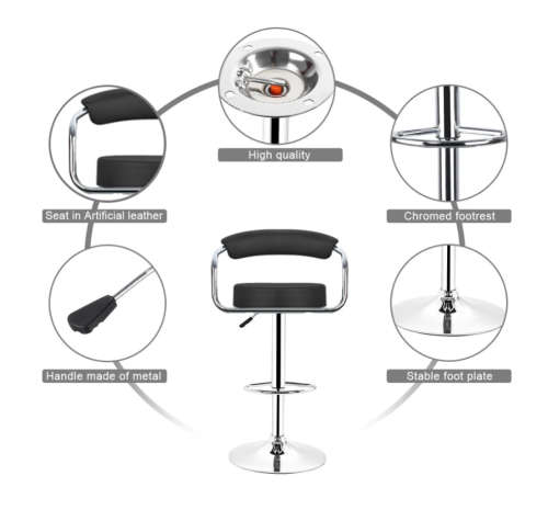 Adjustable Gas Lift Bar Stools Modern PU Leather Hollow Backrest chair New Arrival