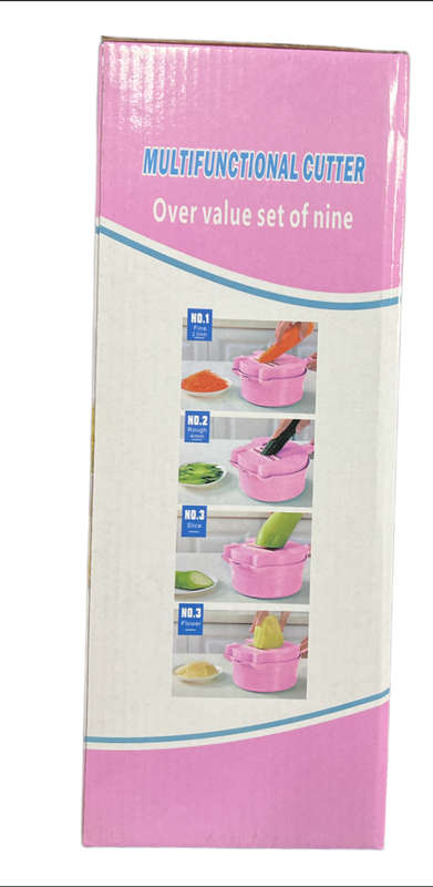 Multifunctional Kitchen Tool Cutter 9 Piece Set - Pink