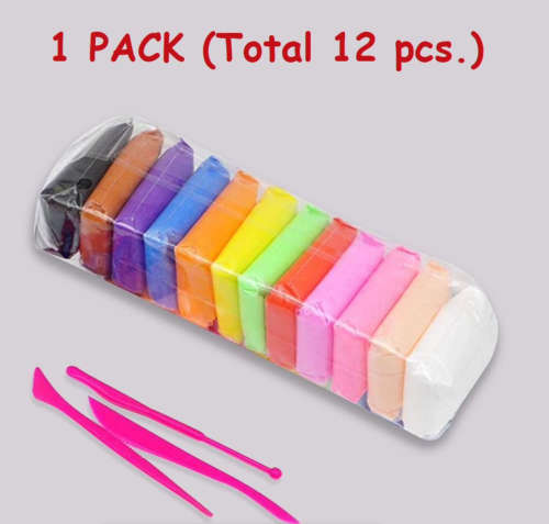 Modelling Super Light Air Crafting Clay & 3 Tools (12 Colours)