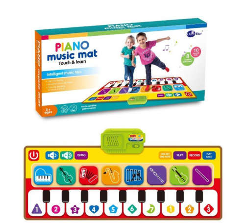Baby Piano Music Mat with 10 Piano Keys and 8 Musical Instruments 80cm x 30cm