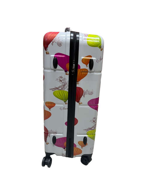 3 Piece Hard Outer Shell 360 Degree Rotating 4 Wheel Spinner Luggage Set - Hot Air Balloon Print