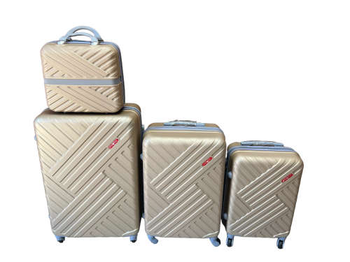 4 Piece Hard Outer Shell High Quality 360 Degree Rotating 4 Wheel Luggage Set Golden Colour