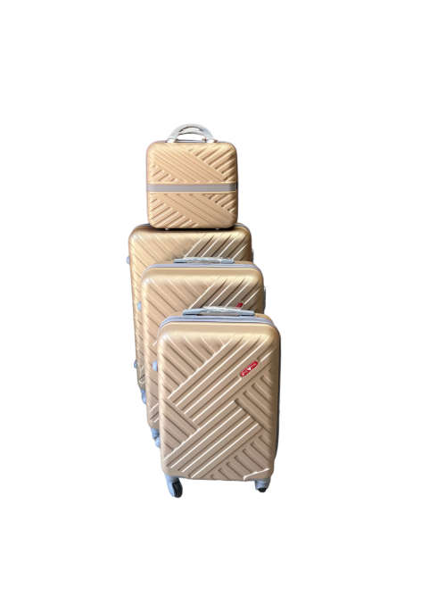4 Piece Hard Outer Shell High Quality 360 Degree Rotating 4 Wheel Luggage Set Golden Colour