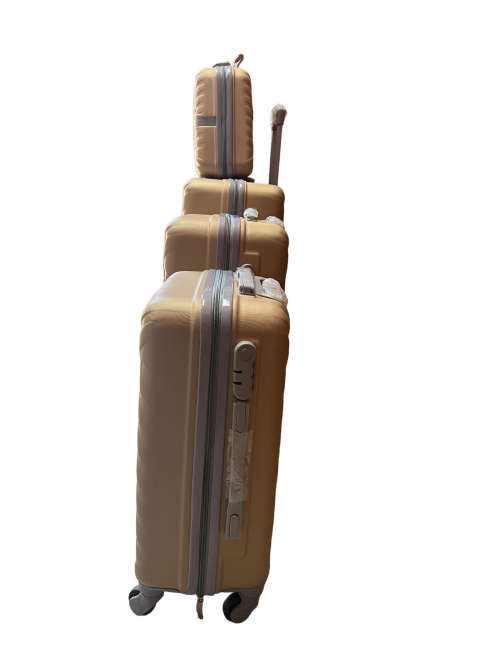 4 Piece Hard Outer Shell High Quality 360 Degree Rotating 4 Wheel Luggage Set Golden Colour