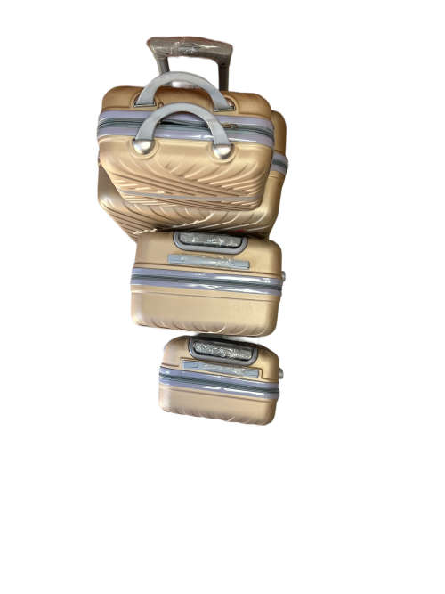 4 Piece Hard Outer Shell High Quality 360 Degree Rotating 4 Wheel Luggage Set Golden Colour
