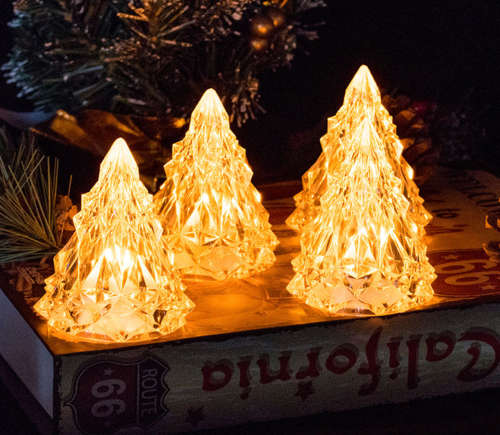 Flameless LED Electronic Candle Light Tree Shape LED Candle Crystal Light