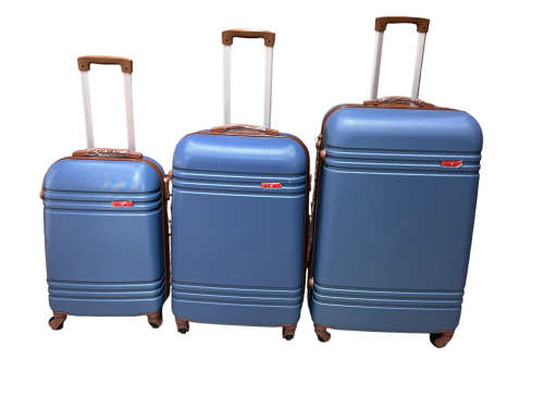 3 in 1 Super High Quality Hard Outer Shell Suitcase With Foax Leather Straps Around The Sides NEW