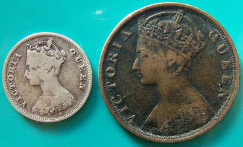 Hong Kong 1897 10 cent and 1901 cent.