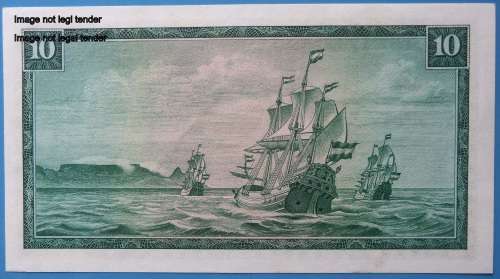 T. W De Jongh 1975 to 1976 Replacement Ten rand. R10.00 note. W22 418853. Extra fine