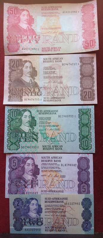 Stals banknote set. R2 to R50