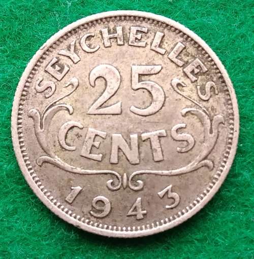 Seychelles 1943 25 cent in great condition