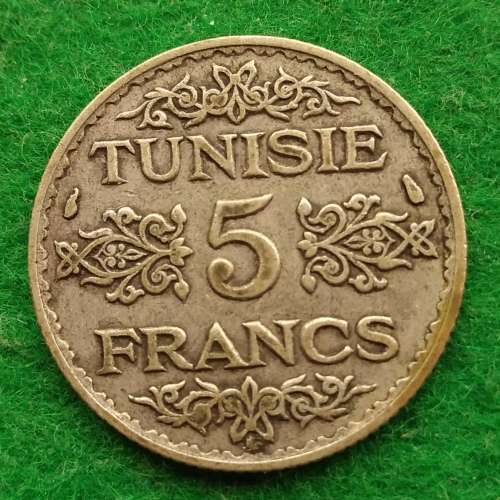 Tunesia 1936 silver 5 Francs
