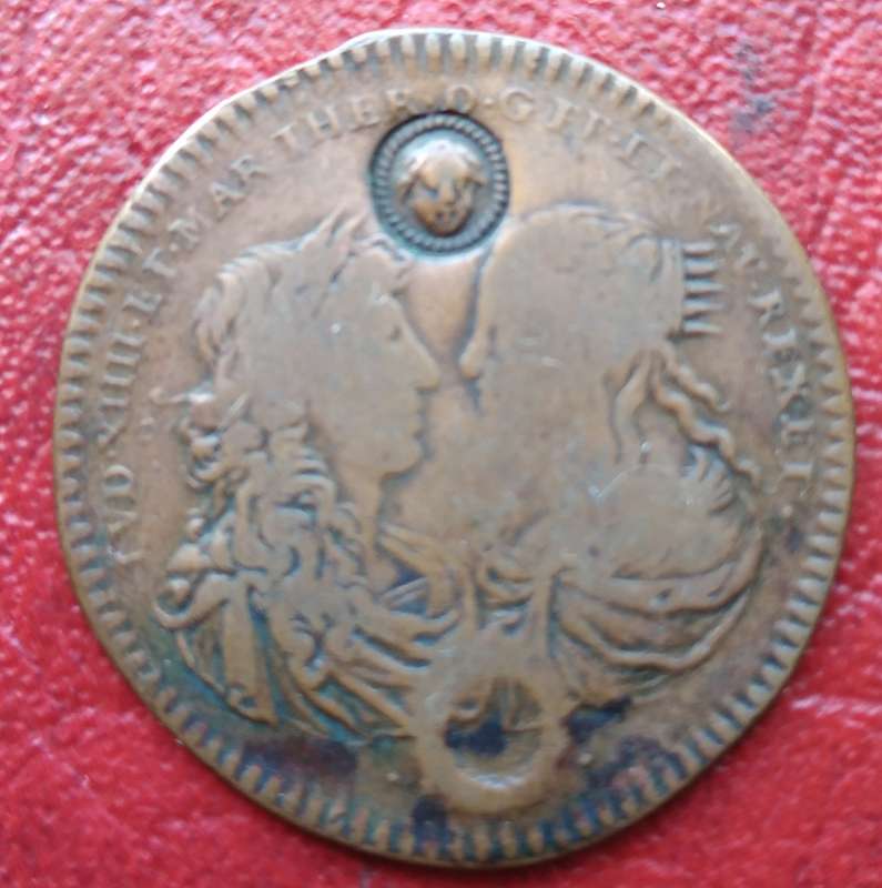 Louis and Maria 1664 counter token with counter stamp