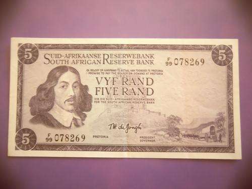 1967 Five Rand, vyf rand, R5.00 de Jongh F99 078269