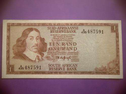 de Jongh 1967 R1.00 note. one rand note A 435. 487591