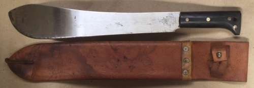 1940 Legitimus Collins No. 1250 machete.....with remnant of paper label and original scabbard