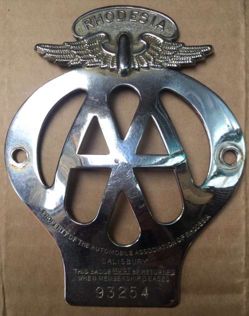 Rhodesia AA car badge