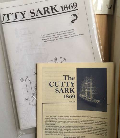 Cutty Sark 1:78 scale model. Box has been opened but small contents still within sealed packets