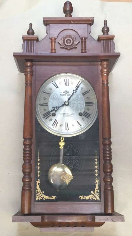 Takeda 31 day wall clock, fully working, with key