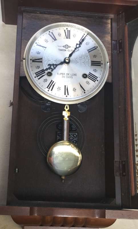 Takeda 31 day wall clock, fully working, with key