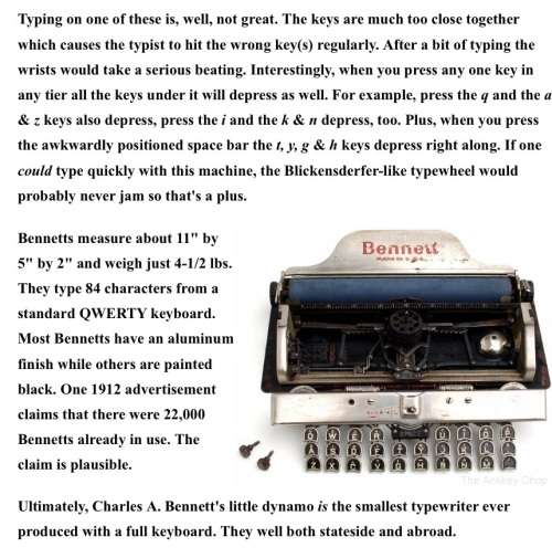 Bennett....the smallest typewriter ever....and with qwerty keyboard....circa 1910