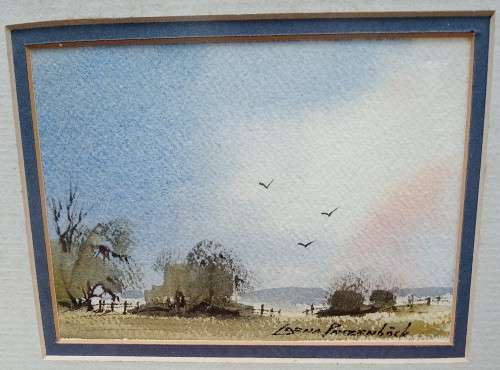 Lorna Panzenböck watercolour framed under glass...painting 133x90mm ....frame 282x241mm