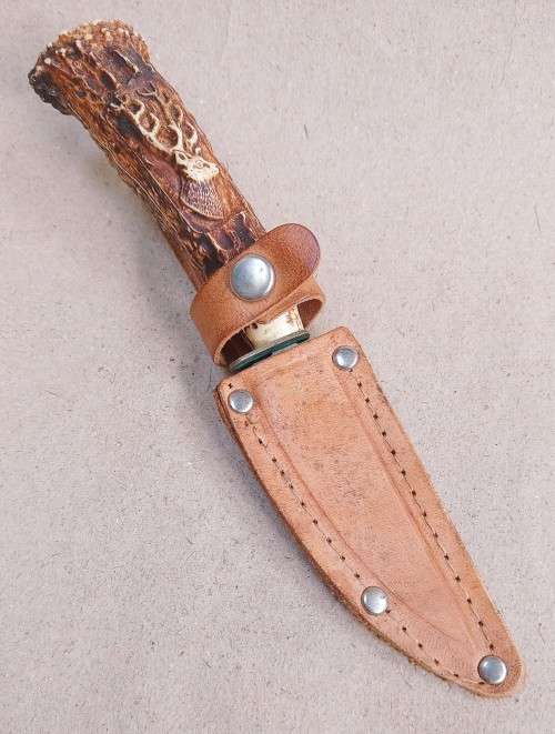 Solingen sheath knife, overall length 16.5 cms...with faux antler handle