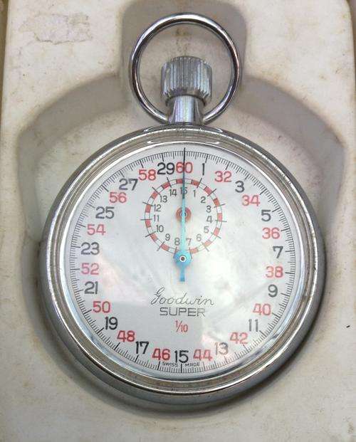 Goodwin Super 1/10th Stopwatch...Swiss Made...excellent condition, needs no battery!