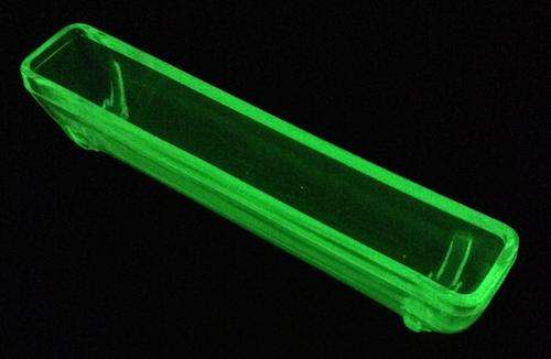 Uranium Glass Log Vase....200mm length
