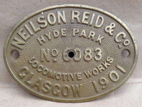 Faux plate....Neilson Reid & Co.....Glascow 1901......Hyde Park Locomotive Works....postage R23.00