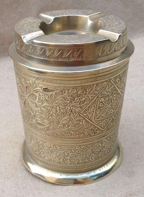 Brass Cigarette Box...Lid doubles as Ashtray....100 mm high......Postage R26.00