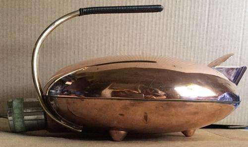 Curling Stone style Electric Copper Kettle, insulated Brass Handle....working .. 265 mm diameter