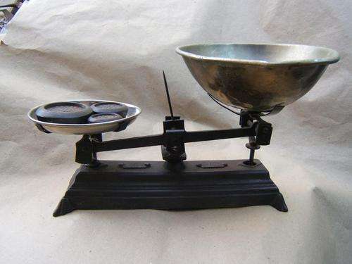 cast iron and other metal balance scale