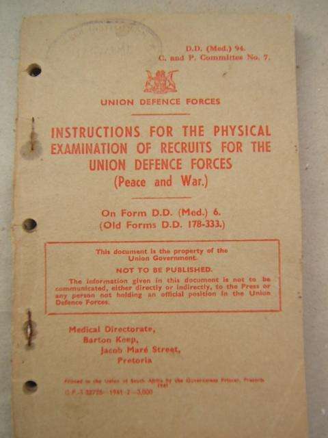 Instructions for the Physical Examination of Recruits for the Union Defence Forces (Peace and War)