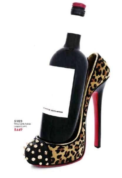 High Heel Shoe Wine Holder Leopard Print
