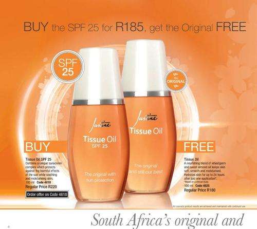 Justine Tissue Oil SPF 25 100ml, Tissue Oil 100ml & Free Gift Trio Special