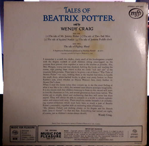 Wendy Craig - Tales of Beatrix Potter Vinyl / LP